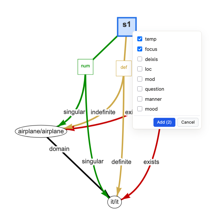 Multi-select features checklist on an S node